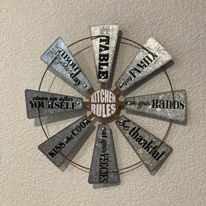 Farmhouse, metal kitchen decor.